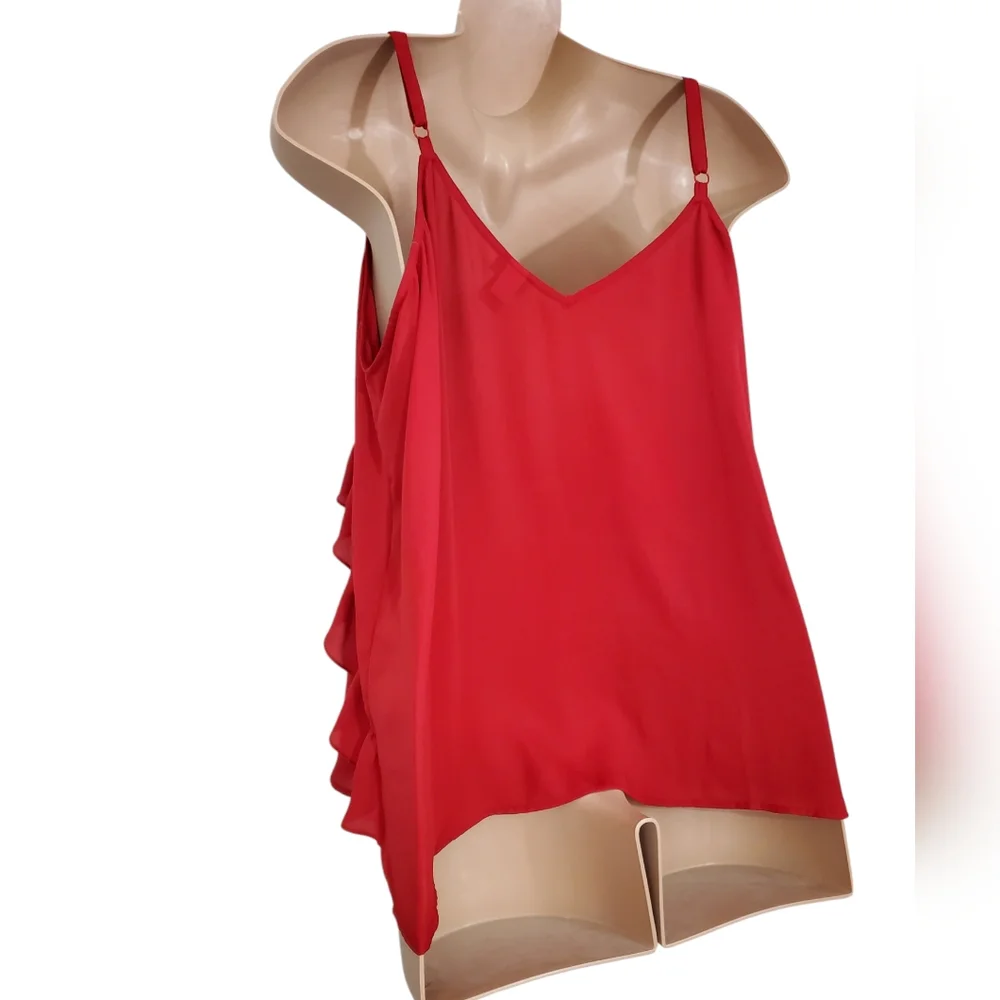 Torrid Georgette Diagonal Ruffle Front Cami Adjustable Straps Pre-Owned Sz 4 Red - Picture 8 of 13